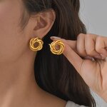 Hoop Earrings Factory - Waterproof 18K Gold Plated Geometric Circle to Circle