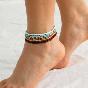 Beaded Anklet Set Factory - 7PCS Bohemian Summer Beach Colorful Beaded Anklets