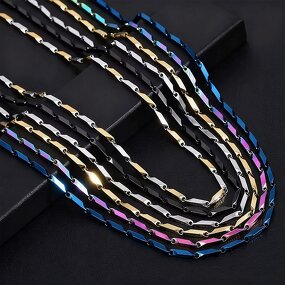 Chain Necklace Factory - 3MM Stainless Steel Geometric Bamboo Hip Hop for Men
