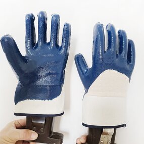 Nitrile Gloves Factory - Chemical-Resistant Fully Coated Blue Jersey Cotton Heavy Duty Gloves