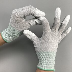 ESD Safety Gloves Manufacturer - PU Fingertips Coated Anti Static Carbon Fiber Gloves