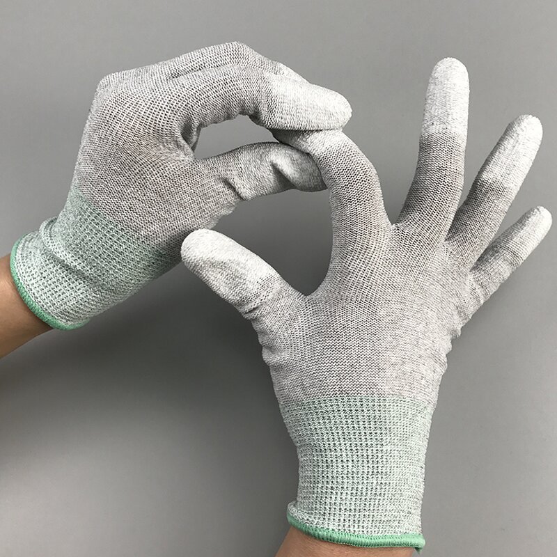 ESD Safety Gloves Manufacturer - PU Fingertips Coated Anti Static Carbon Fiber Gloves