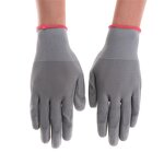 PU Coated Work Gloves Factory - 13 Gauge Grey White Palm Coated Safety Gloves