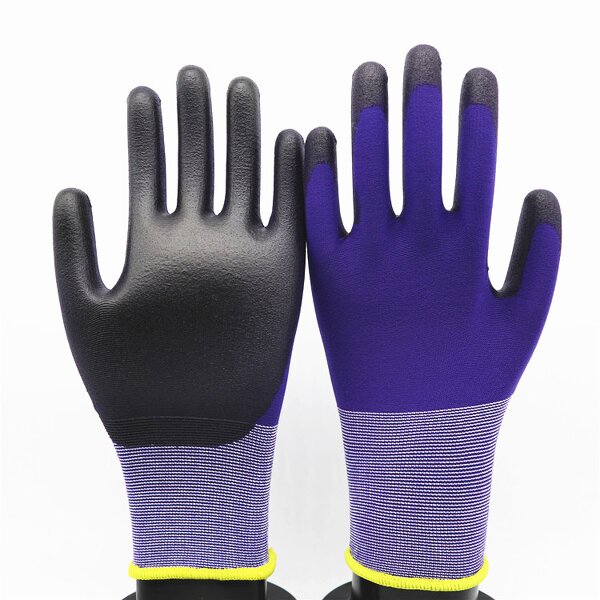 PU Coated Gloves Factory - 18G Industrial Knitted Polyurethane Dipped Nylon Gloves