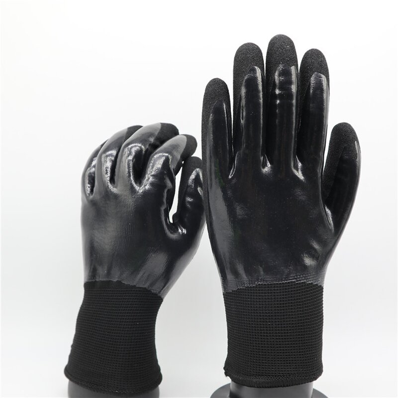 Winter Working Gloves Factory - Warm Acrylic Terry Inner Liner Nitrile Double Full Coated Gloves