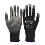 Work Gloves Factory - Custom Black PU Coated Polyester Knit Garden Gloves