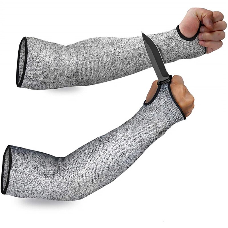 Cut Resistant Arm Sleeves Manufacturer - 13G HPPE Knit Level 5 Protective Sleeves with Thumb Slot