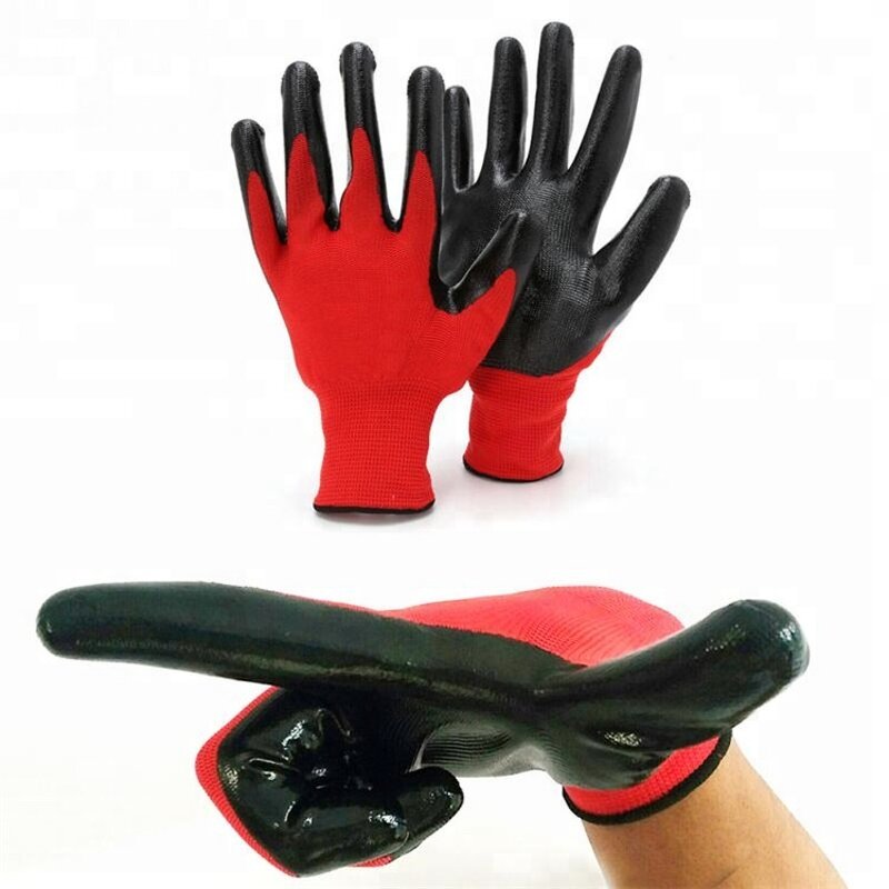 Industrial Nitrile Gloves Manufacturer - Polyester Liner Hand Protection Black Nitrile Gloves