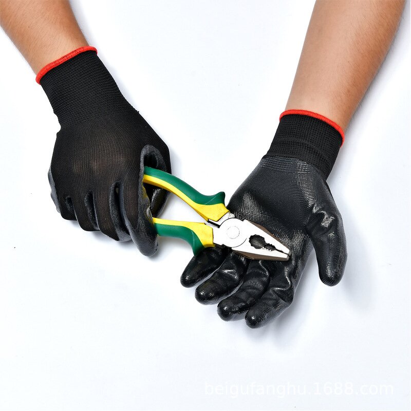 Garden Work Gloves Manufacturer - Top Quality Oil Resistant Polyester Shell Nitrile Coated Gloves