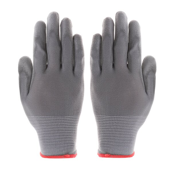 PU Coated Work Gloves Factory - 13 Gauge Grey White Palm Coated Safety Gloves