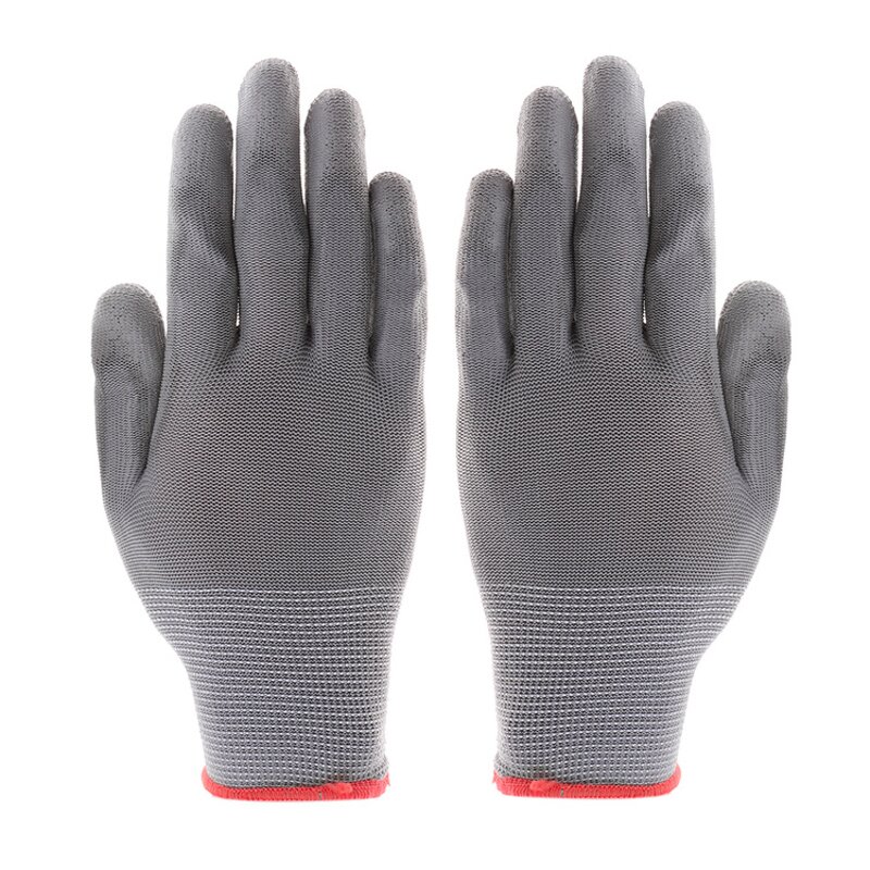 PU Coated Work Gloves Factory - 13 Gauge Grey White Palm Coated Safety Gloves
