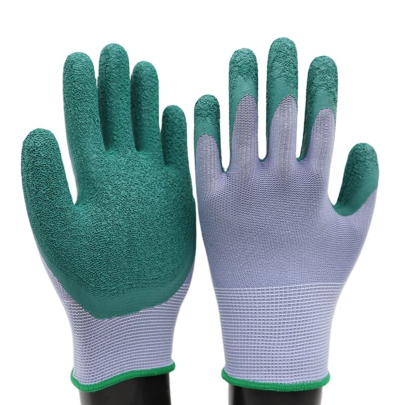 Latex Dipped Safety Gloves Factory - Nylon Liner Crinkle Coated Hand Gloves