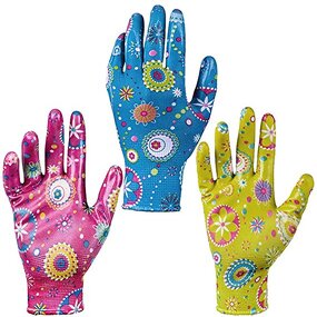 Women Garden Gloves Manufacturer - Custom Printing Knitted Nitrile Smooth Coated Gloves