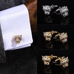 Men's Cufflinks Manufacturer - Blue Black Champagne Zircon Electroplated Real Gold Rectangular Studs