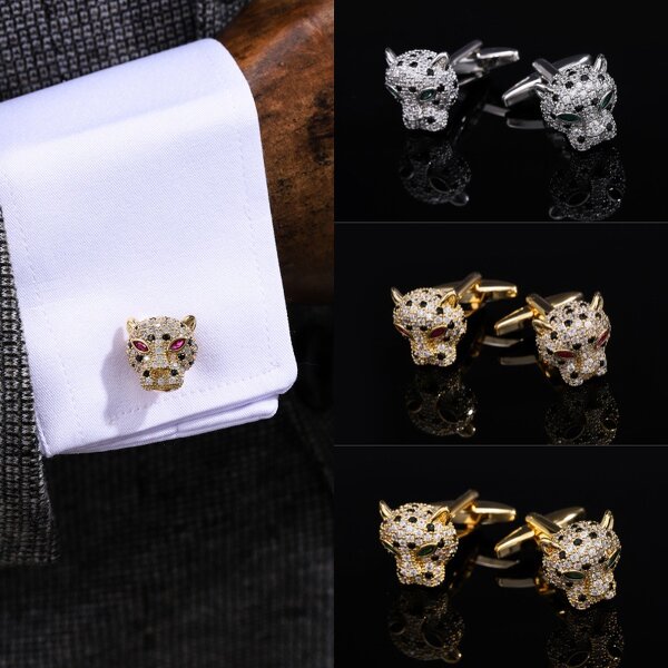 Men's Cufflinks Manufacturer - Blue Black Champagne Zircon Electroplated Real Gold Rectangular Studs