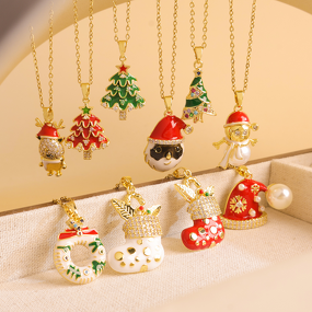 Children's Necklace Factory - European American Cross-Border Christmas Versatile Niche Brass Gold