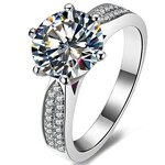 Women's Gemstone Ring Manufacturer - Classic One-Carat Adjustable Copper Platinum Plated for Party