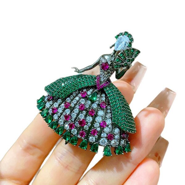 Peony Brooch Manufacturer - DIY Accessories Elegant Chinese Style Multi-layer Copper Gold-plated Zircon