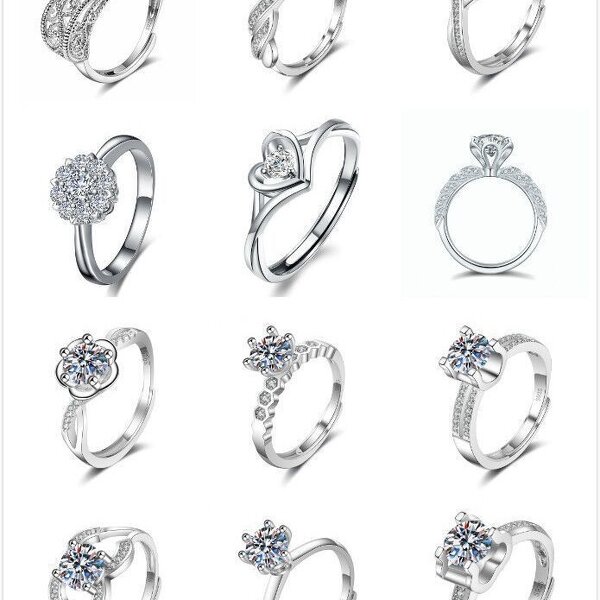 Women's Gemstone Ring Factory - Hot-Selling Classic One-Carat Adjustable Copper Platinum Plated