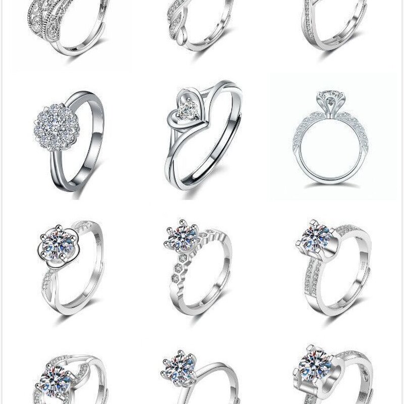 Women's Gemstone Ring Factory - Hot-Selling Classic One-Carat Adjustable Copper Platinum Plated