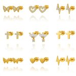 Hoop Earrings Factory - Fashion Trendy Geometric Non-embroidered Welding Beaded Gold-color Plating