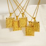 Letter Necklace Factory - Musesure Cross-Border 18K Gold-Plated Square Hollow Stainless Steel