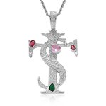 Hip-hop Necklace Factory - Cross Pendant Micro-Embedded Colorful Zircon Unisex Trendy