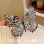 Butterfly Brooch Manufacturer - Full Diamond Elegant Emerald Corsage Heavy Industry Coat Pin