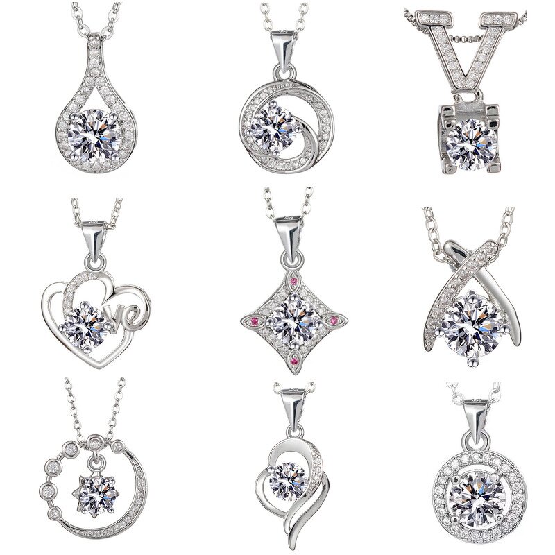 Moissanite Necklace Manufacturer - Internet Celebrity Live Broadcast One-Carat Pendant Zircon Chain