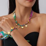 Sun Heart Necklace Factory - Stainless Steel Fabric Print Hollow Ethnic Style Autumn Winter Niche