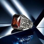 National Style Ring Manufacturer - Factory Direct Supply Retro Texture Inlaid Red Green Zircon Hot Sale