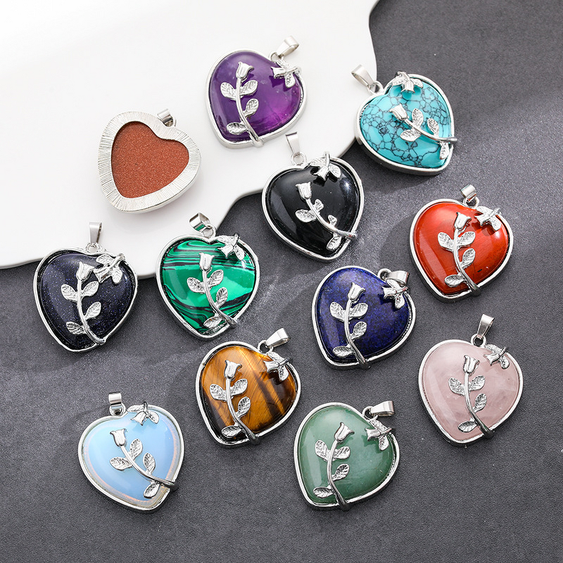 Natural Stone Pendant Manufacturer - European American Retro Crystal Amethyst Rose Quartz Hexagonal Column