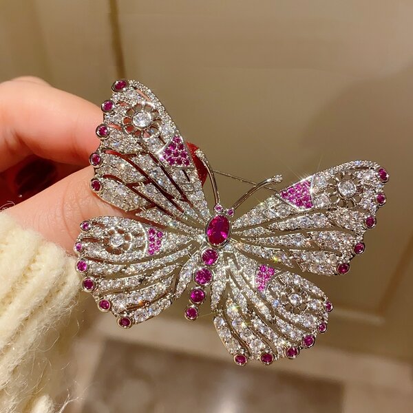 Butterfly Brooch Manufacturer - Full Diamond Elegant Emerald Corsage Heavy Industry Coat Pin