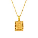 Letter Necklace Factory - Musesure Cross-Border 18K Gold-Plated Square Hollow Stainless Steel
