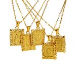 Letter Necklace Factory - Musesure Cross-Border 18K Gold-Plated Square Hollow Stainless Steel