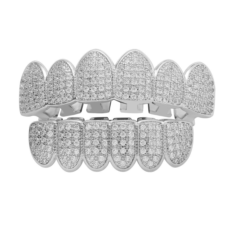Hip-hop Braces Factory - European American Micro-embedded Cubic Zirconia 8-tooth Shiny Unisex