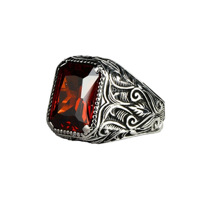 National Style Ring Manufacturer - Factory Direct Supply Retro Texture Inlaid Red Green Zircon Hot Sale