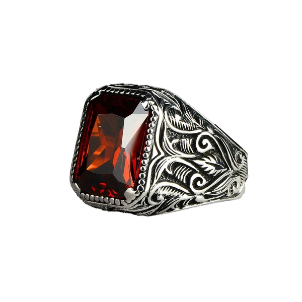 National Style Ring Manufacturer - Factory Direct Supply Retro Texture Inlaid Red Green Zircon Hot Sale