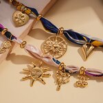 Sun Heart Necklace Factory - Stainless Steel Fabric Print Hollow Ethnic Style Autumn Winter Niche