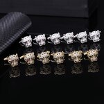 Men's Cufflinks Manufacturer - Blue Black Champagne Zircon Electroplated Real Gold Rectangular Studs