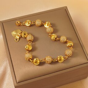 Women's Bracelet Factory - 24k Round Spherical Zircon Vacuum Electroplated