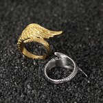 Guardian Wing Ring Manufacturer - Retro Smear Fashion Angel Wings Gold Stainless Steel