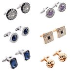 French Cufflink Manufacturer - New Model Austrian Crystal Diamond Inlay Simple Hollow Braid Design