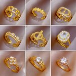 Zircon Ring Manufacturer - Genuine Gold Plating Adjustable Open Design Simple Trendy