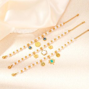 Fashion Bracelet Factory - Stainless Steel 18K Gold Plated Non-Fading Cross-Border Freshwater Pearl