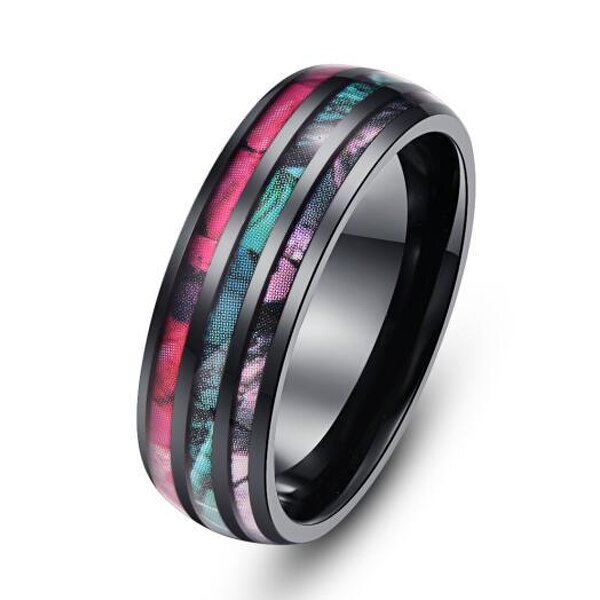 Turquoise Ring Manufacturer - Supply New Series Inlaid Turquoise Crumblings Width 4mm Black Women's