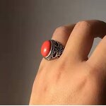Men's Date Ring Manufacturer - European American Creative Domineering Punk Style Silver Red Zircon