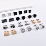 French Cufflink Manufacturer - New Model Austrian Crystal Diamond Inlay Simple Hollow Braid Design