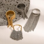 Tassel Ring Manufacturer - High-End 18K Gold Titanium Steel Oval Cut Diamond for Party