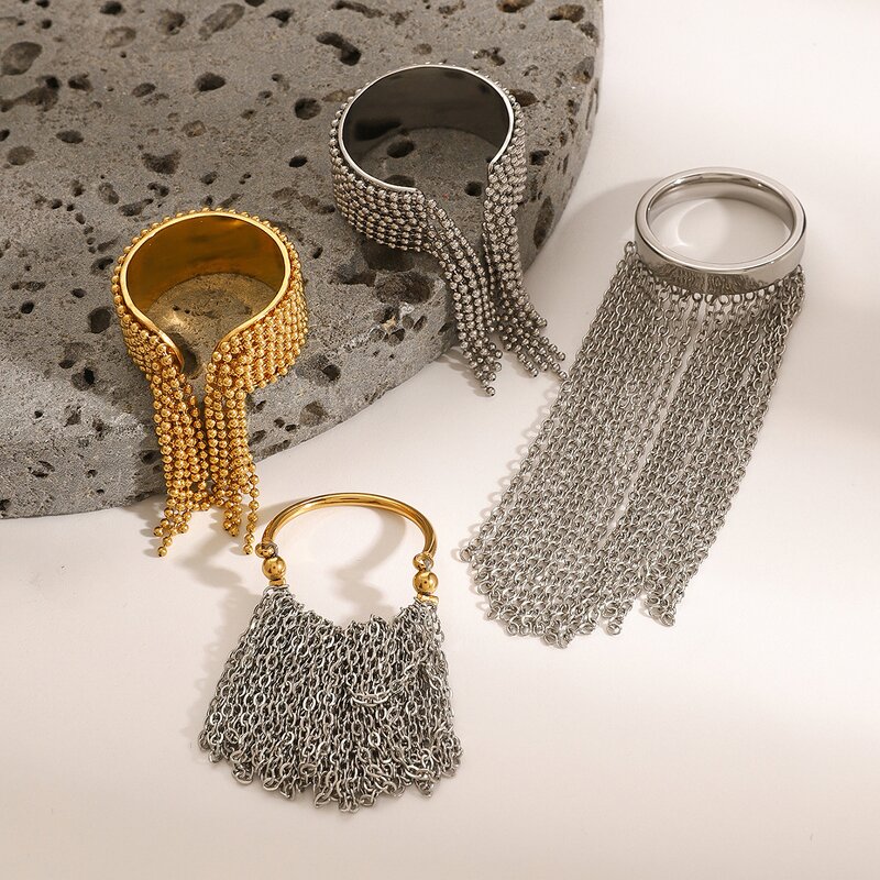 Tassel Ring Manufacturer - High-End 18K Gold Titanium Steel Oval Cut Diamond for Party